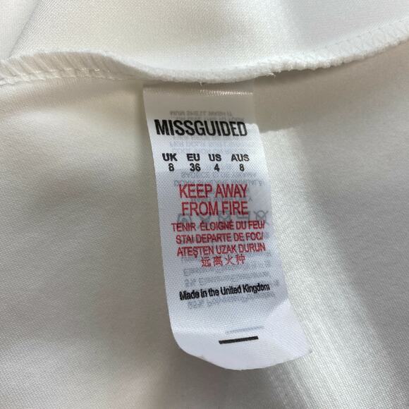 Missguided Dress Womens 4 Ivory Skater Short Mini Spaghetti Strap Sleeveless New - Picture 8 of 11